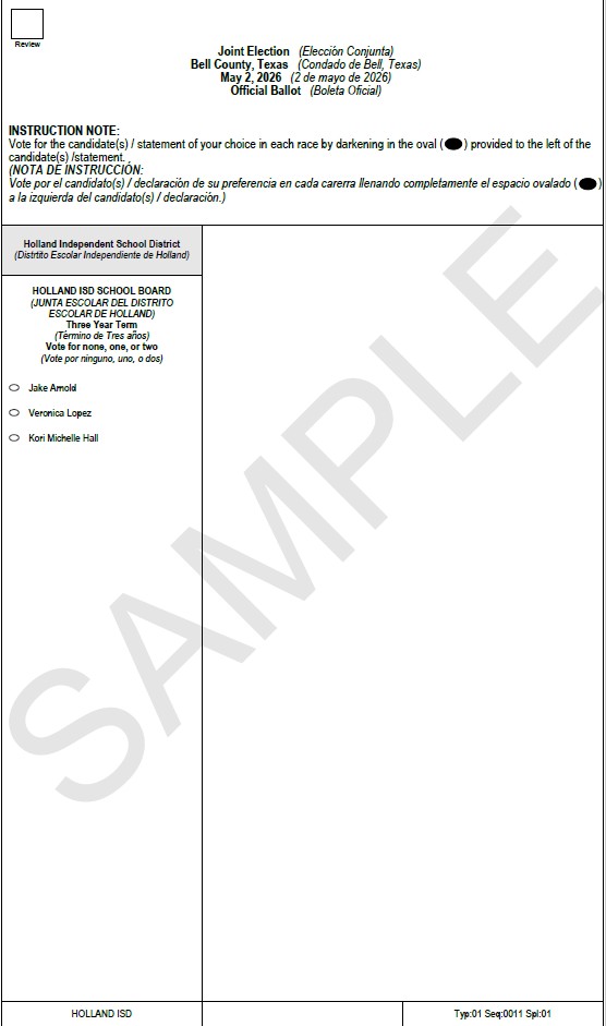 Sample Ballot May 2026 HISD