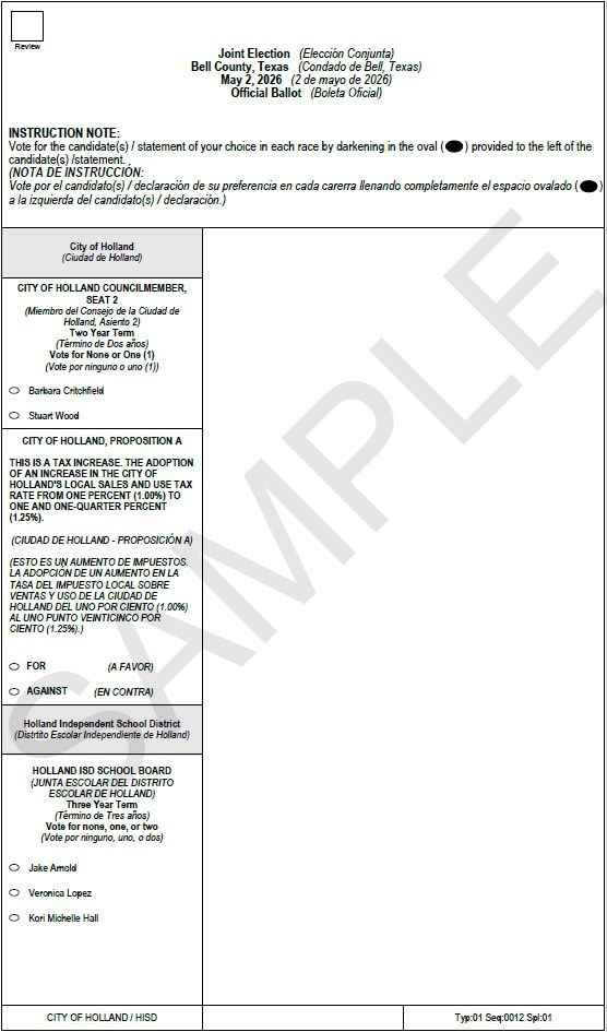 Sample Ballot May 2026 City & HISD